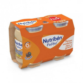 Pack Potito Plátano Mandarina Pera y Galleta 2x190 gr Nutriben