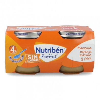 Pack Potito de Manzana Naranja Plátano y Pera Sin Almidones 2x120 gr Nutriben