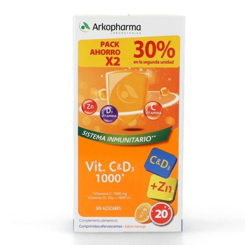 Pack Vitamina C&D3 1000+Zinc 2x20 comprimidos Arkopharma