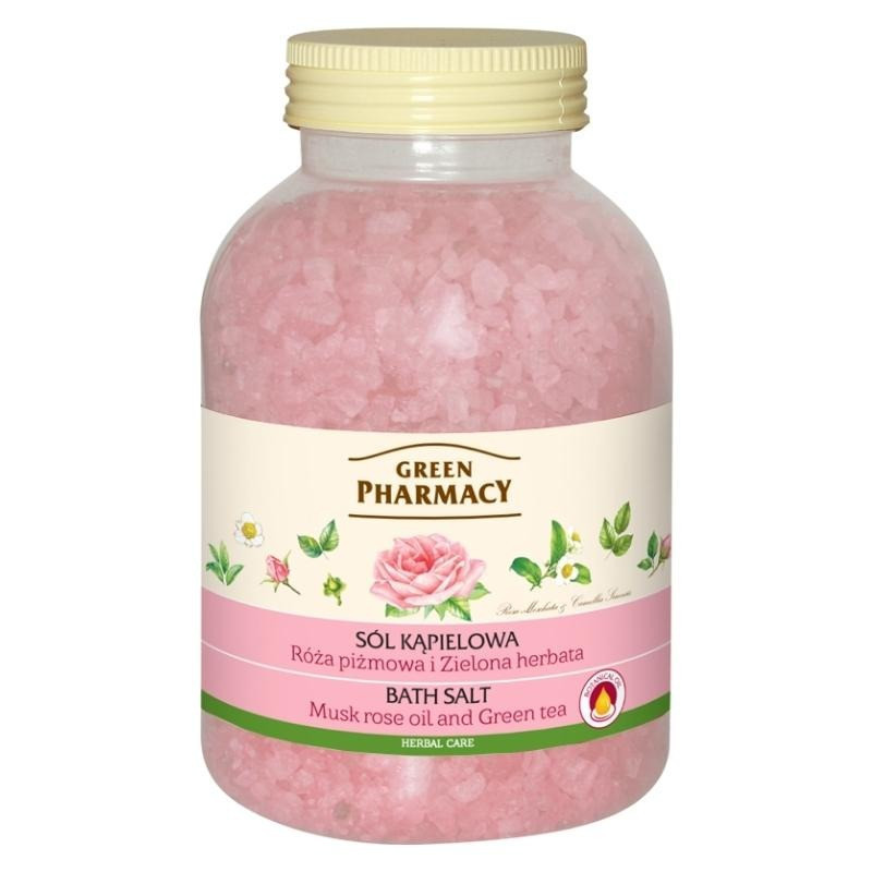 Sal de Baño Rosa Moqueta y Té Verde 1300 ml Green Pharmacy