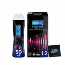 Pack Preservativos Intense Orgasmic 12uds + Lubricante Perfect Connection 50ml Durex