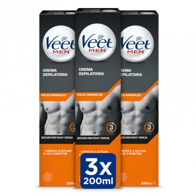 Gel Crema Depilatoria Pieles Normales Triplo 3x200ml Veet Men