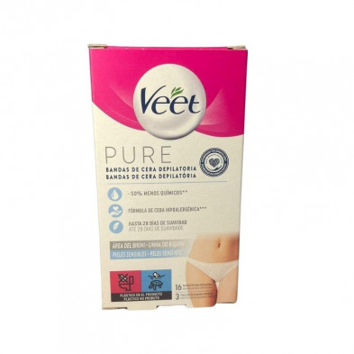 Bandas Cera Pure 16 Bandas Veet