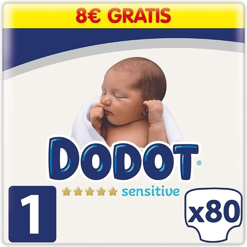 Dodot Sensitive Talla 1  (2-5kg) Recién Nacido 80 unidades