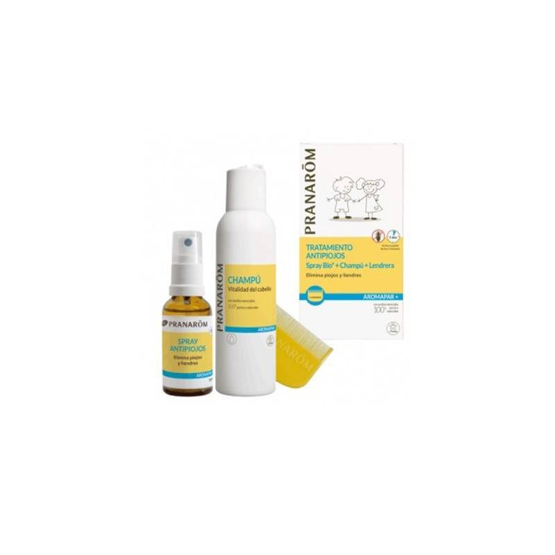 Pranarom Spray antipiojos BIO 30 ml + champú 125 ml + Lendrera