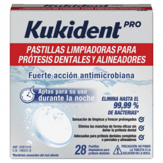 Pastillas Limpiadoras Para Prótesis Dentales  28 ct Kukident Pro