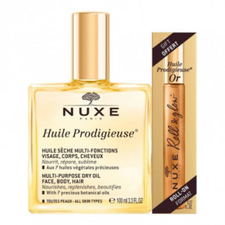 Huile Prodigieuse Aceite seco 100 ml +Huile Prodigieuse Or Roll-On 8 ml Nuxe