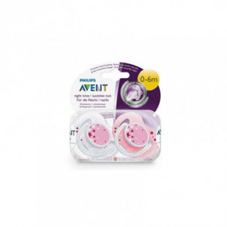 Chupete Nocturno 0-6 Meses Rosa 2 Unidades Scf176/28 Philips Avent