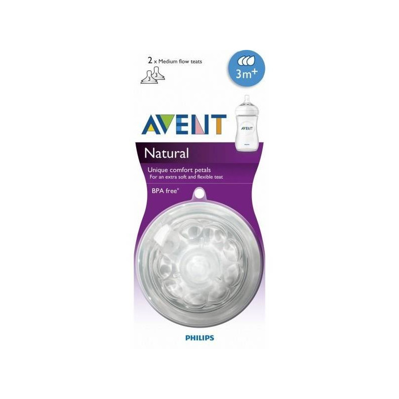 Tetina Natural Flujo Medio 2 Unidades Philips Avent