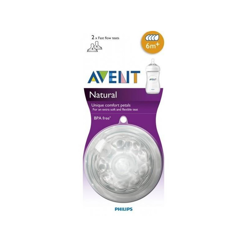 Tetina Natural Flujo Rapido 2 Unidades Philips Avent SCF044/27