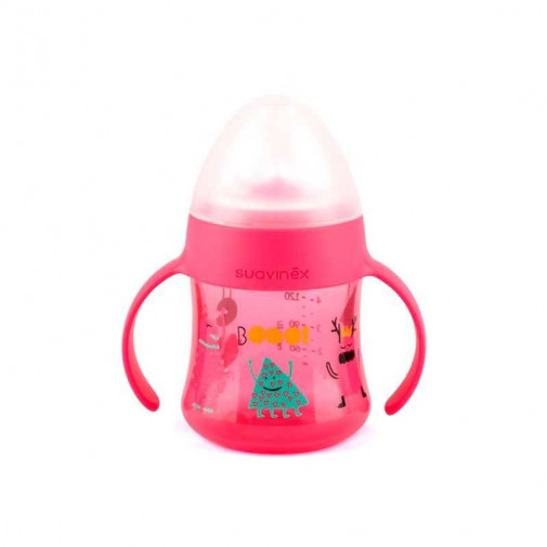 Suavinex Biberón Entrena First Silicona Antiderrame 150ml +4m