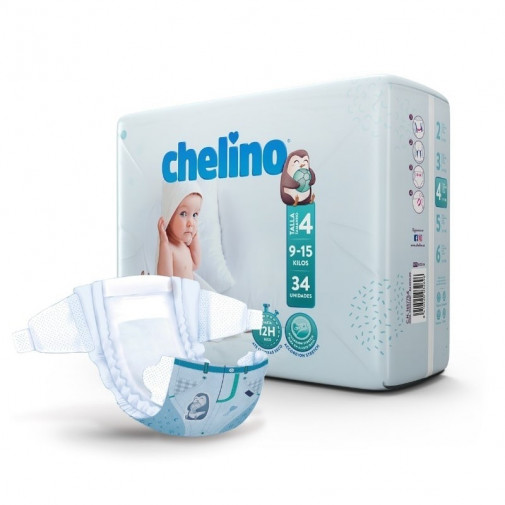 Pañales Chelino Talla 4 (9 15 Kg) Gateo 34 Unidades