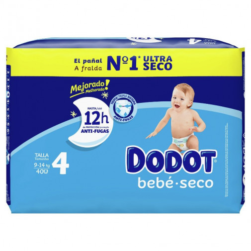 Pañal Dodot Bebe Seco T4 9 14 Kg 40U