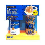 Suavinex Pack 2 Biberones Boca Ancha Látex + Sujetababero