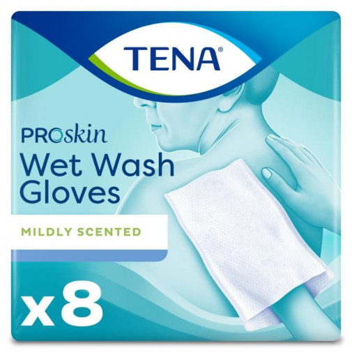 Manoplas Húmedas Wet Wash Gloves 8 Unidades Tena