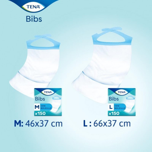 Baberos Desechables Talla M 150 Unidades Tena