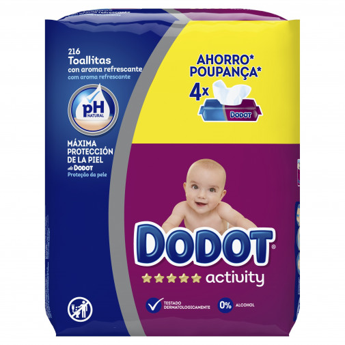 Dodot Activity Toallitas Para Bebé 4 Paquetes 216 Toallitas