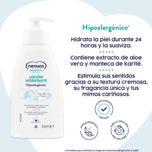 Nenuco Sensitive Loción Hidratante Hipoalergénica Para Bebé 400ml
