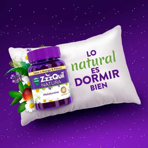 Zzzquil Natura Melatonina Plátano Y Mango 30 Gummies