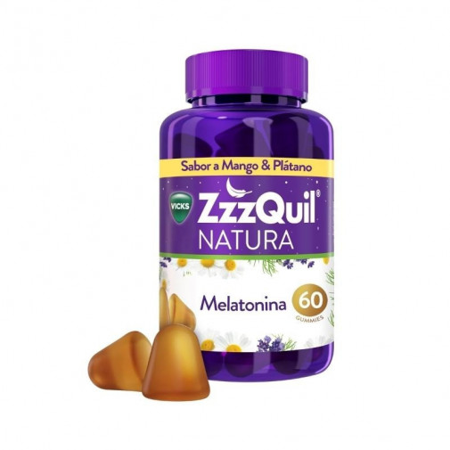 Zzzquil Natura Melatonina Sabor Plátano Y Mango 60 Gummies