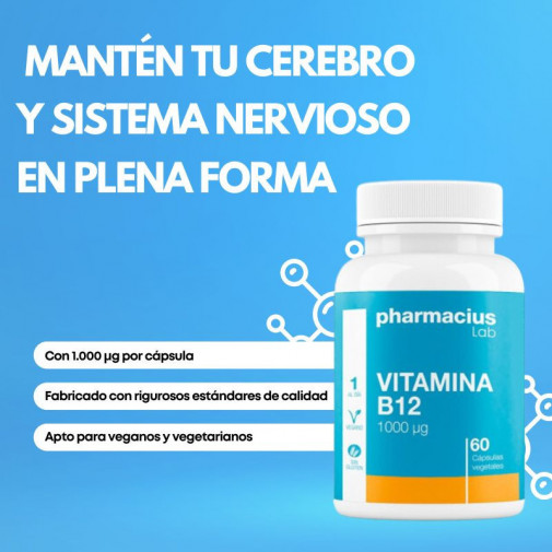 Vitamina B12 1.000 Μg 60 Cápsulas Vegetales Pharmacius Lab