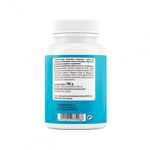 Colágeno Hidrolizado Marino Con Magnesio 180 Comprimidos Pharmacius Lab