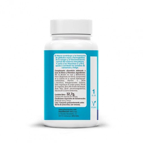 Hierro Con Ácido Fólico 60 Cápsulas Vegetales Pharmacius Lab