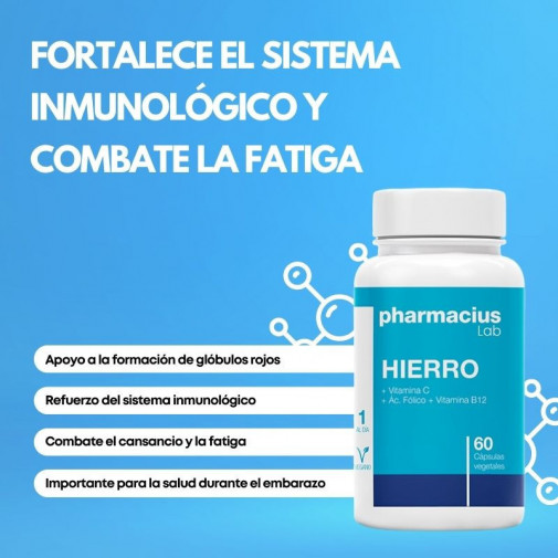 Hierro Con Ácido Fólico 60 Cápsulas Vegetales Pharmacius Lab