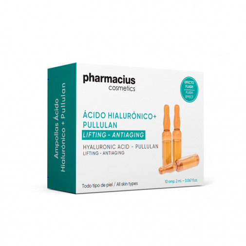 Ampollas Efecto Flash Con Ácido Hialurónico + Pullulan 10x2 Ml Pharmacius Cosmetics