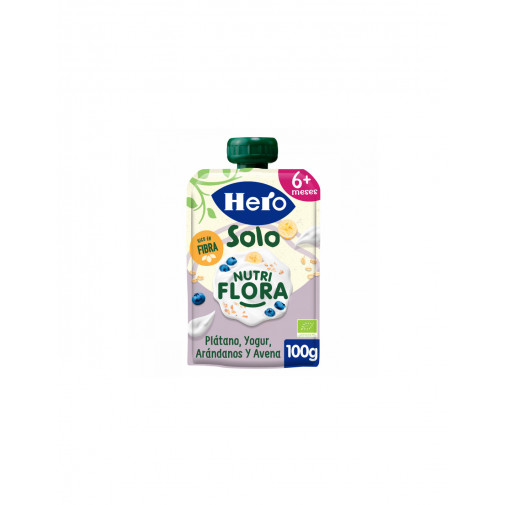 Hero Solo 1 Bolsita 100 G Sabor Platano Arandanos Y Yogur