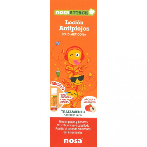 Nosa Attack Locion 5% Dimeticona Antipiojos 100 Ml Aroma Melocoton