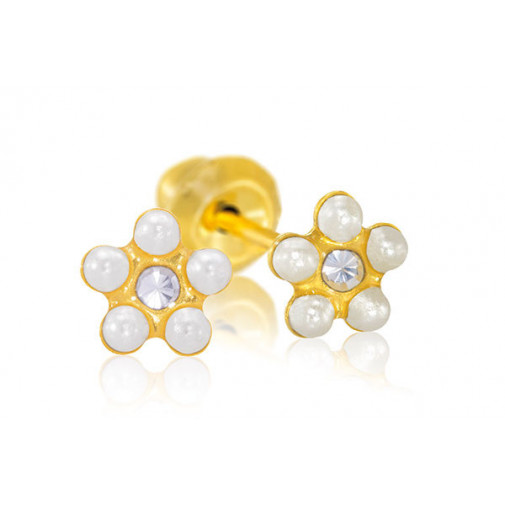 Inverness Pendiente Gp24k 931c Flor Perla Blanca Simil 5 Mm