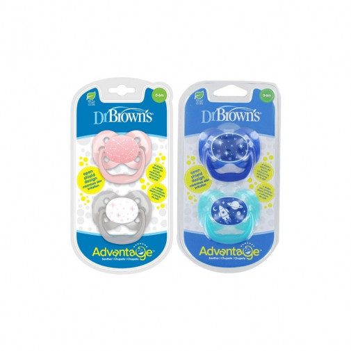 Dr Brown´s Chupete Silicona Advantage Reversible 0   6 Meses 2 Unidades Colores Surtido