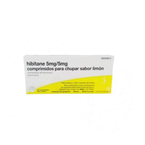 Hibitane Forte 5mg/5mg 20comp Para Chupar Sabor Limón