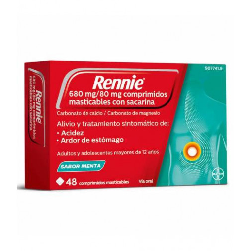 Rennie 48comp Mast Con Sacarina Sabor Menta