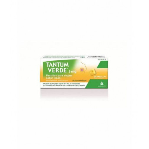 Tantum Verde 3 Mg 20past Para Chupar Sabor Limón