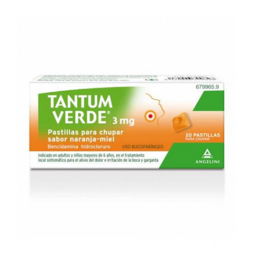 Tantum Verde 3 Mg 20past Para Chupar Sabor Naranja Miel
