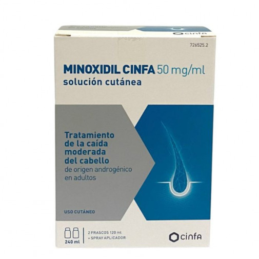 Minoxidil Cinfa 50 Mg/ml Solucion Cutanea 2 Frascos 120 Ml