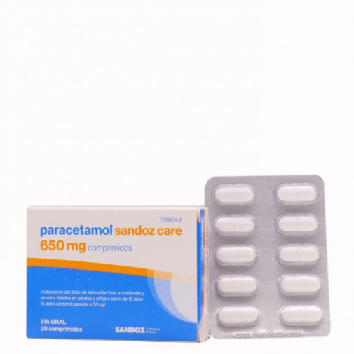 Paracetamol Sandoz Care Efg 650 Mg 20 Comprimidos