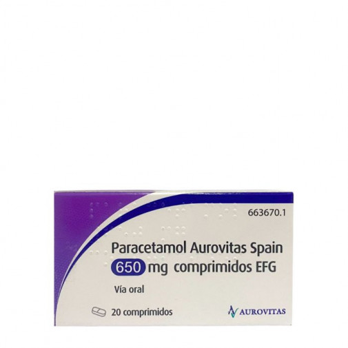 Paracetamol Aurovitas Spain Efg 650 Mg 20 Comprimidos