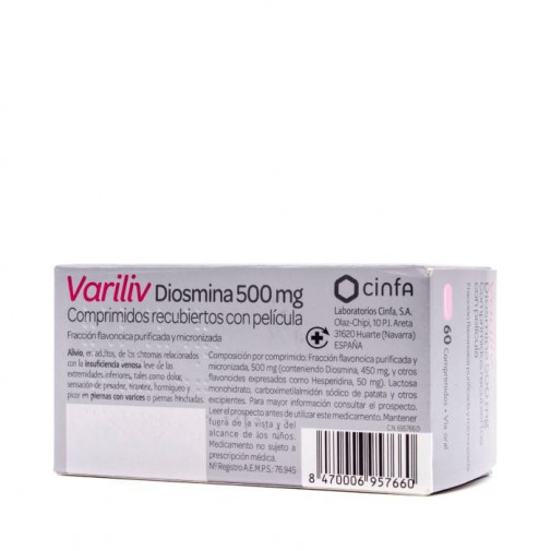 Variliv Diosmina 500 Mg 60 Comprimidos Recubiertos