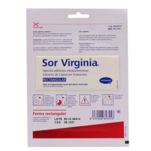 Sor Virginia 1 Aposito Adhesivo Medicamentoso (rectangular)