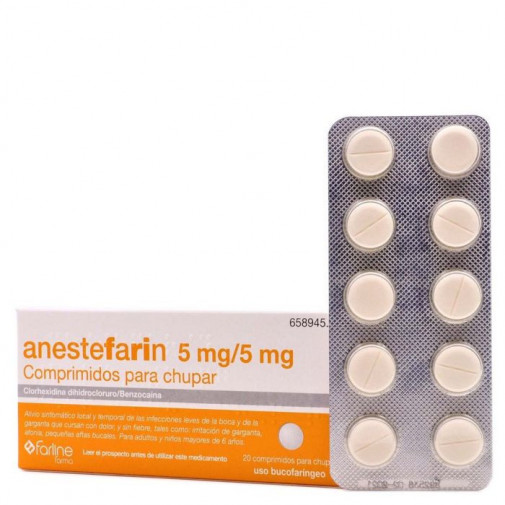 Anestefarin 5 Mg / 5 Mg 20 Comprimidos Para Chupar