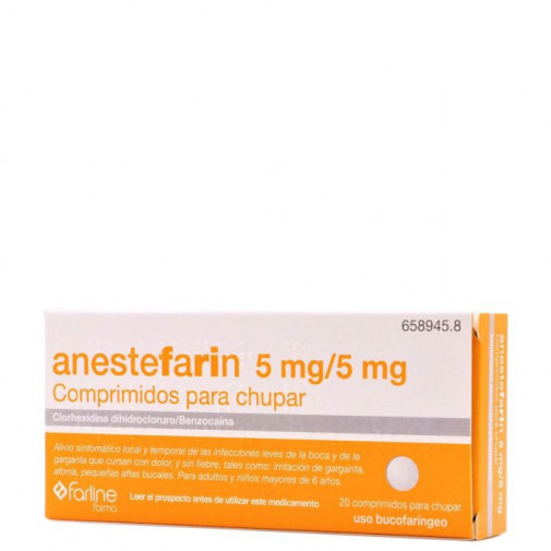 Anestefarin 5 Mg / 5 Mg 20 Comprimidos Para Chupar