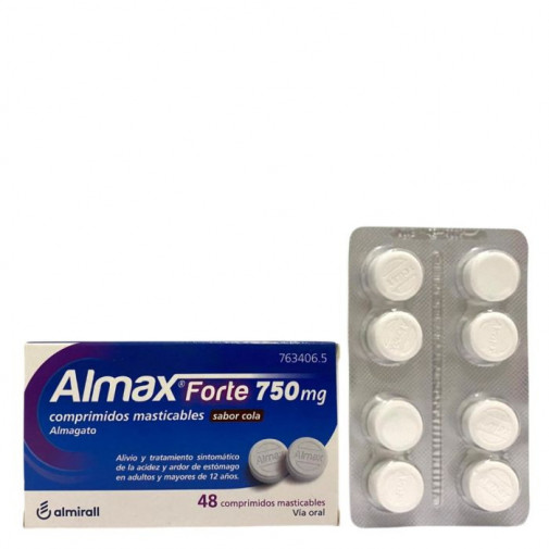 Almax Forte 750 Mg 48 Comprimidos Masticables Sabor Cola