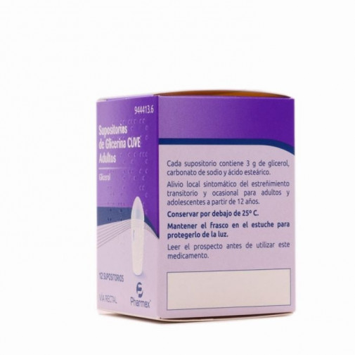 Supositorios De Glicerina Cuve Adultos 3 G 12 Supositorios