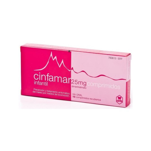 Cinfamar Infantil 25 Mg 10 Comprimidos Recubiertos