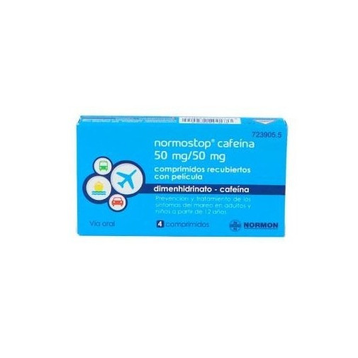 Normostop Cafeina 50 Mg/50 Mg 4 Comprimidos Recubiertos