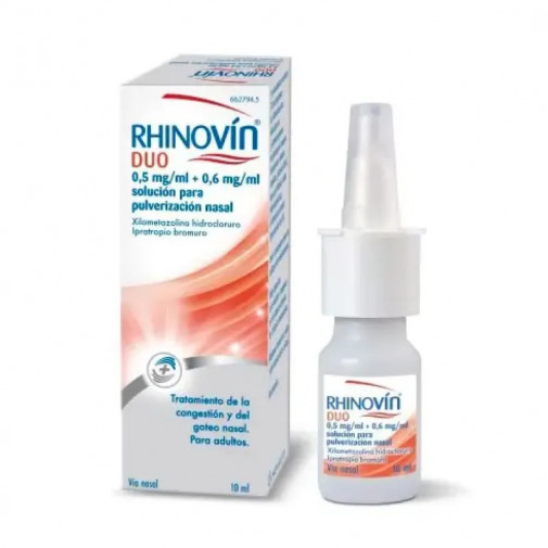 Rhinovin Duo 0,5 Mg/ml + 0,6 Mg/ml Solucion Para Pulverizacion Nasal 1 Frasco 10 Ml (pulsador Lateral)