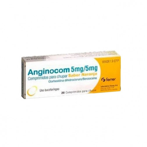Anginocom 5 mg /5 mg 20 Comprimidos Para Chupar (Sabor Naranja)